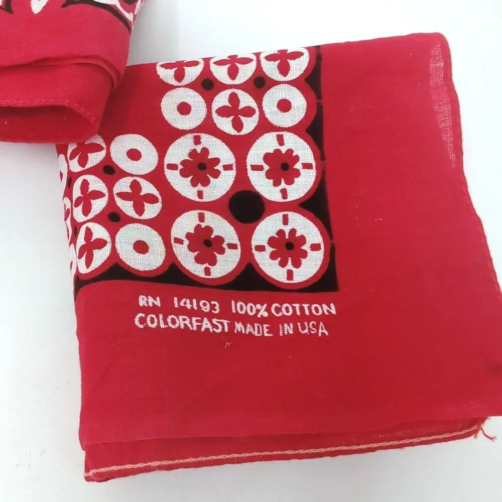 Vintage Bandana Red Washfast USA Cotton Set 14193 Wamcraft